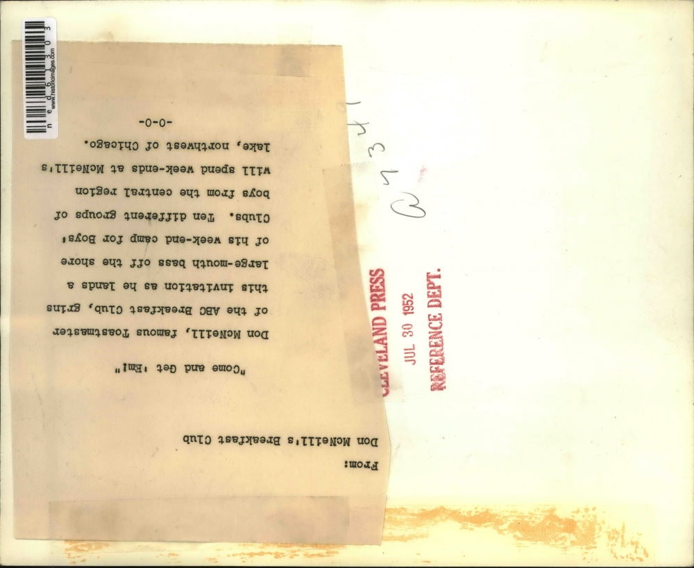 1952 Press Photo Don McNeill famous Toastmaster of ABC Breakfast Club