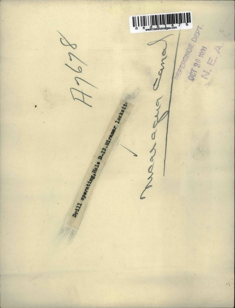 1931 Press Photo Drill Operation at Nicaragua Canal