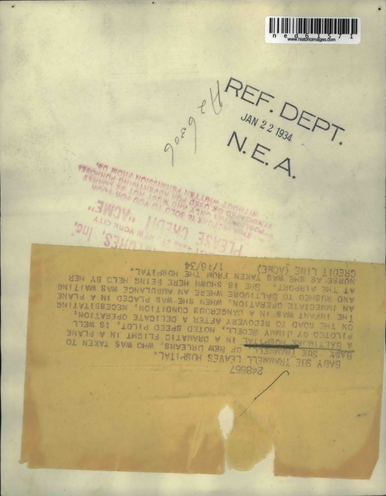 1934 Press Photo Sue Trammel recovering after Operation due to serious condition