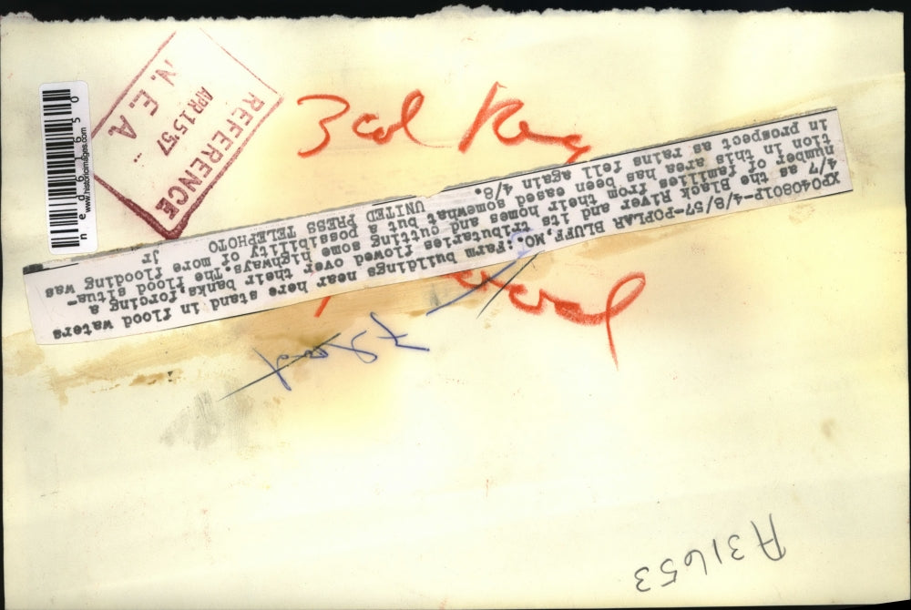 1957 Press Photo Farm Buildings in Flood Waters as the Black River flowed over