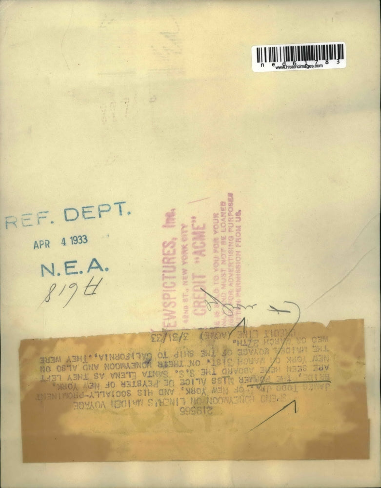 1933 Press Photo James Todd Jr. with his bride Miss Alice De Peyster - ned61783