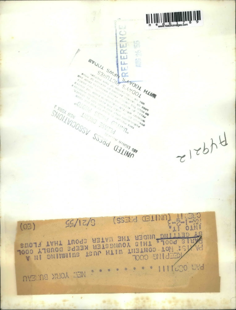 1955 Press Photo The kid enjoys the water spout