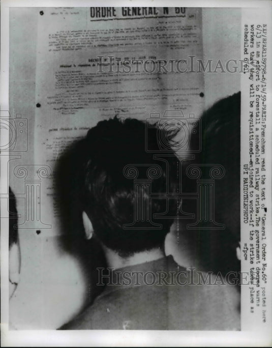 1959 Press Photo The General Order for the scheduled railway strike - ned61844