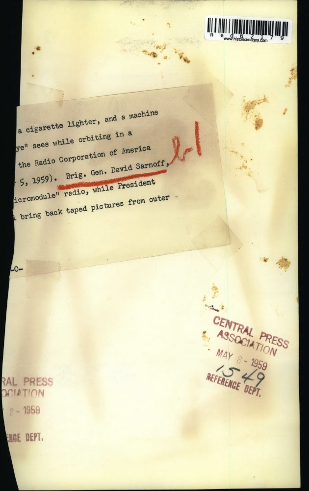 1959 Press Photo Brig Gen David Sarnoff on Radio Corporation of America