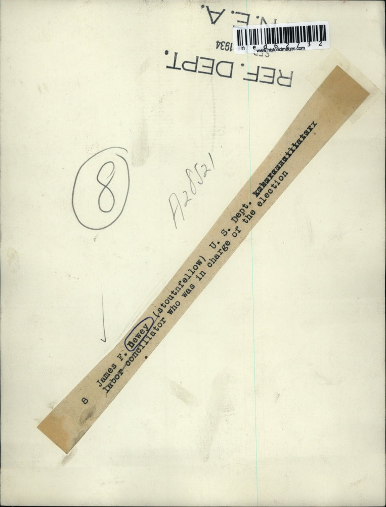 1934 Press Photo James F Dewey US Dept of labor conciliator