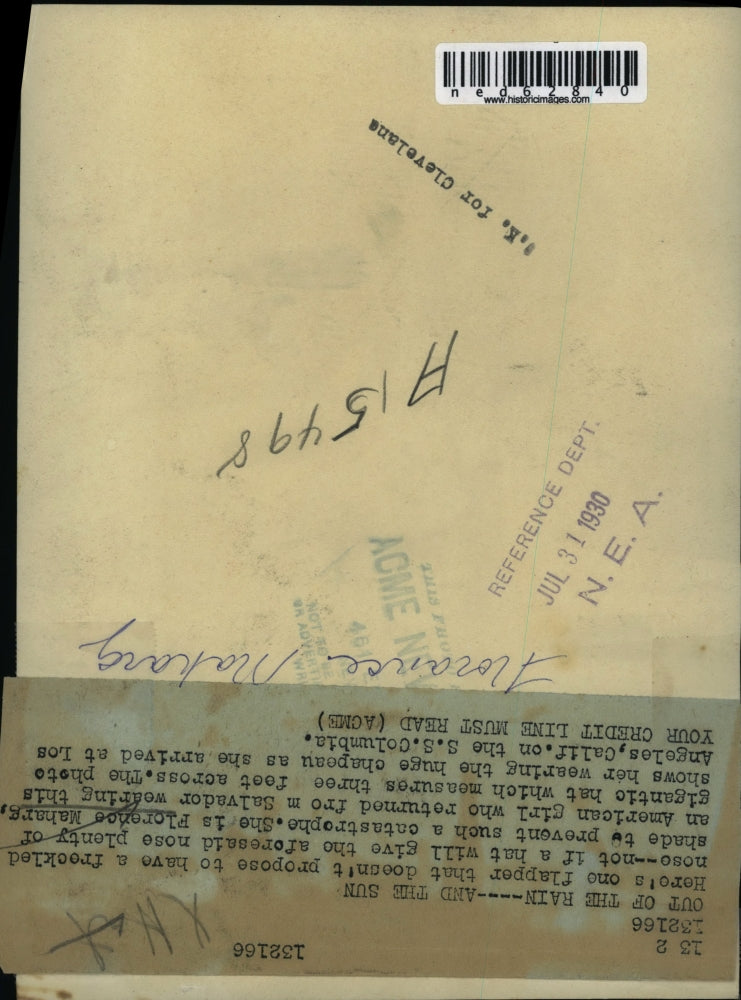 1930 Press Photo Florence Maharg US girl in huge salvadorian hat