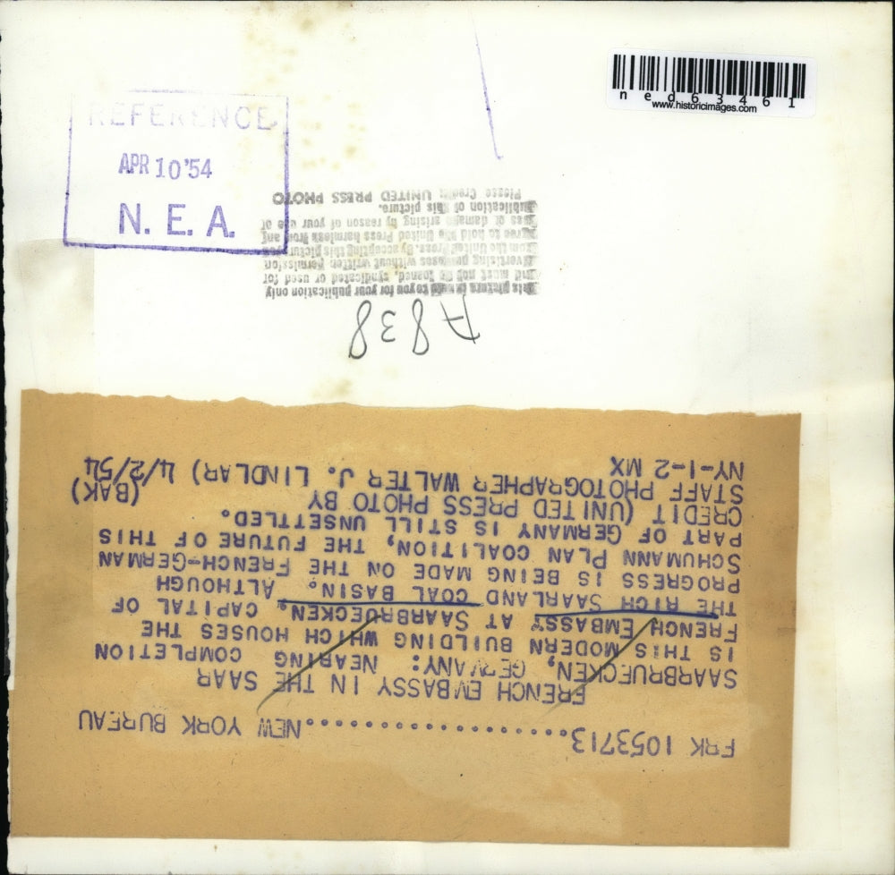 1954 Press Photo Modern French Embassy in Germany - ned63461