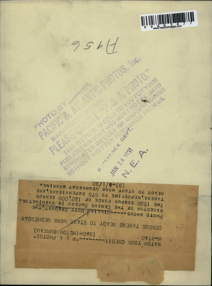 1930 Press Photo William Mott Steuart, Director of Census Bureau in Washington