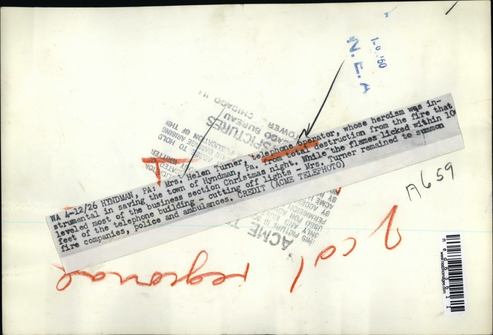 1950 Press Photo Mrs. Helen Turner, telephone operator