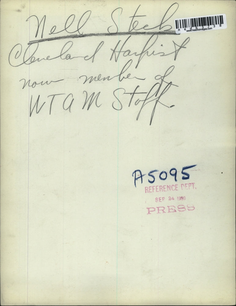 1930 Press Photo Cleveland Harpist Nell Steck