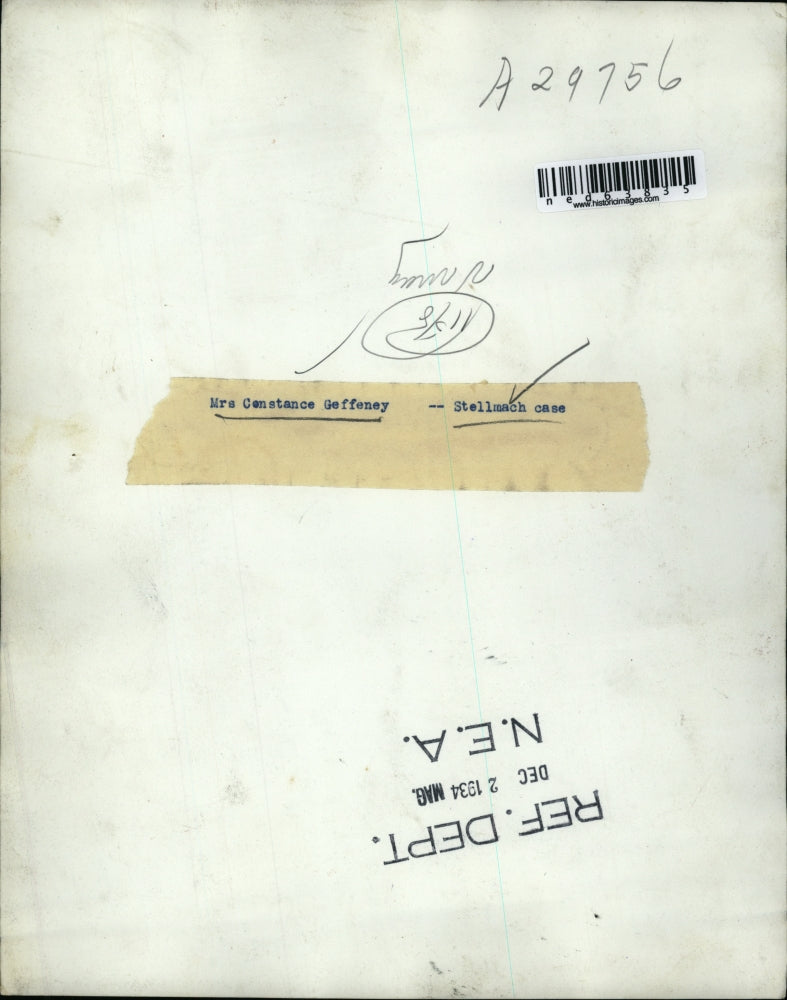 1934 Press Photo Constance Geffeney, Pilot Charles Stellmach Death Investigation