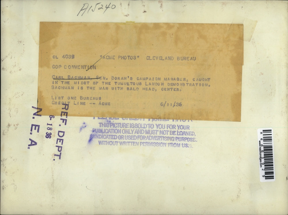 1936 Press Photo Carl Bachman Boran's Campaign Manager Demonstration