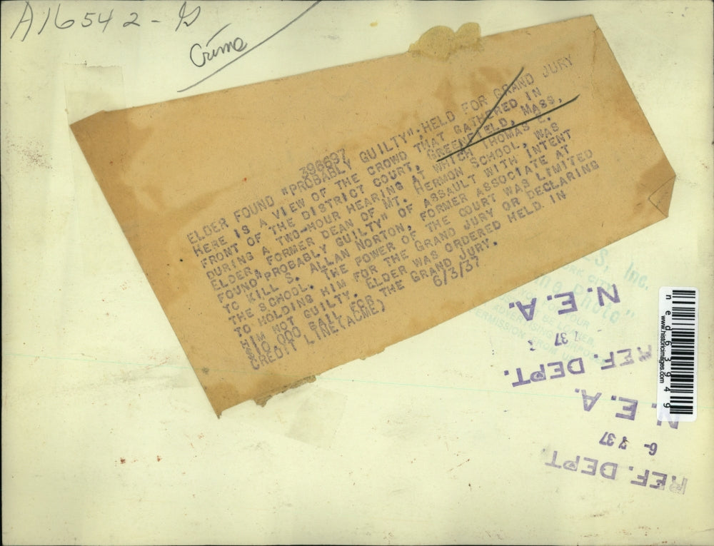 1937 Press Photo Thomas Elder Found Guilty of S. Allan Norton's Assault