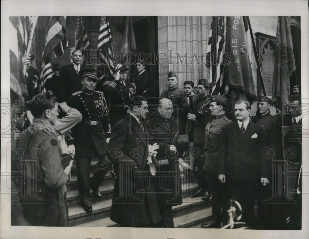 1937 Press Photo Ambassador William Bullitt with the naval and military attaches