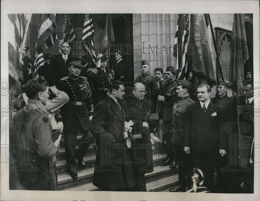 1937 Press Photo Ambassador William Bullitt with the naval and military attaches