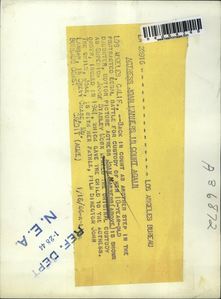 1944 Press Photo LA Calif Joan Manners actress in child custody battle