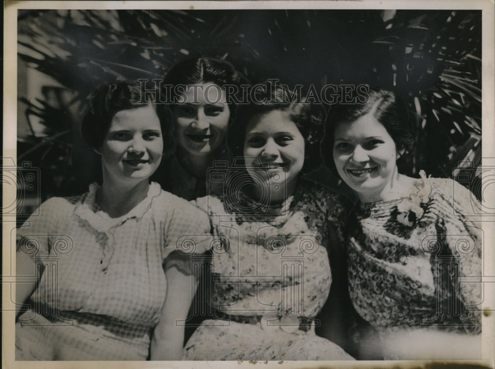1936 Press Photo Mrs edna Garner Mannin, Virginia Garner, Louise Pittman and Mrs