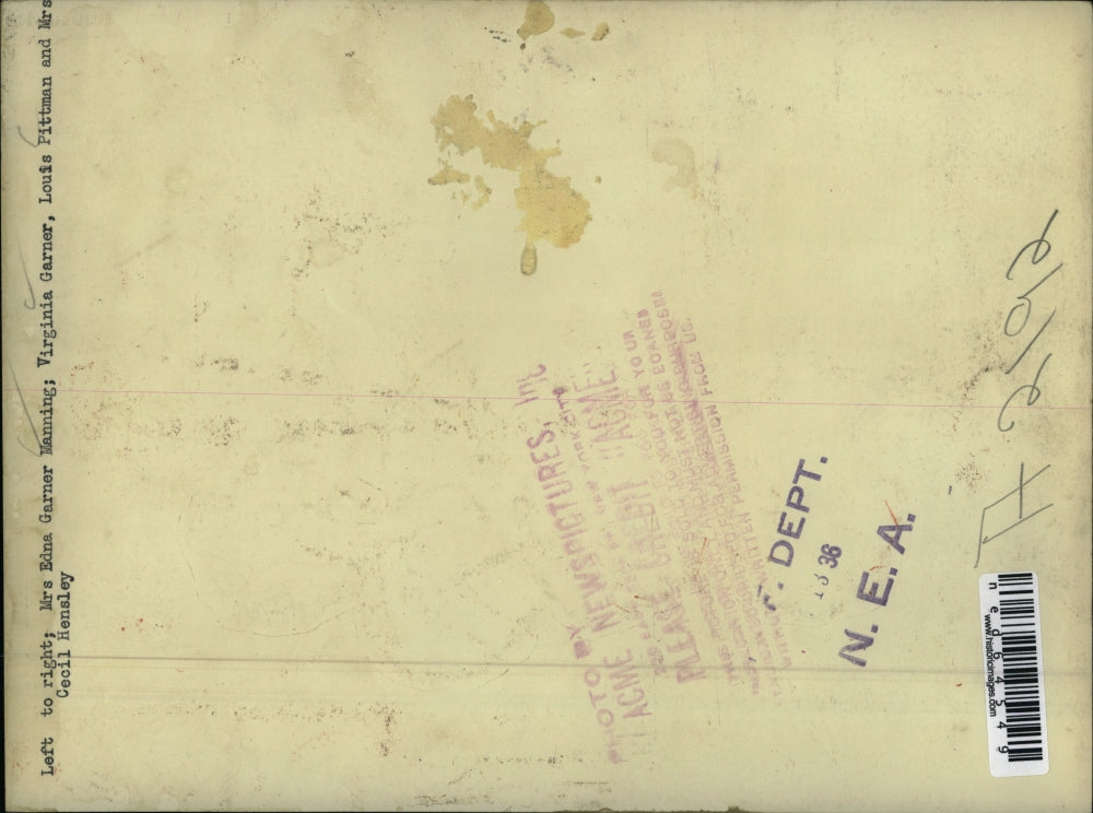 1936 Press Photo Mrs edna Garner Mannin, Virginia Garner, Louise Pittman and Mrs