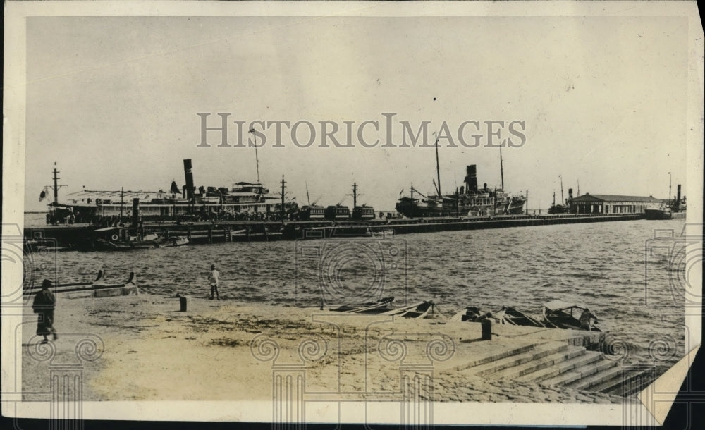 1927 Press Photo Osaka Japan piers hit by earthquake & tsunami