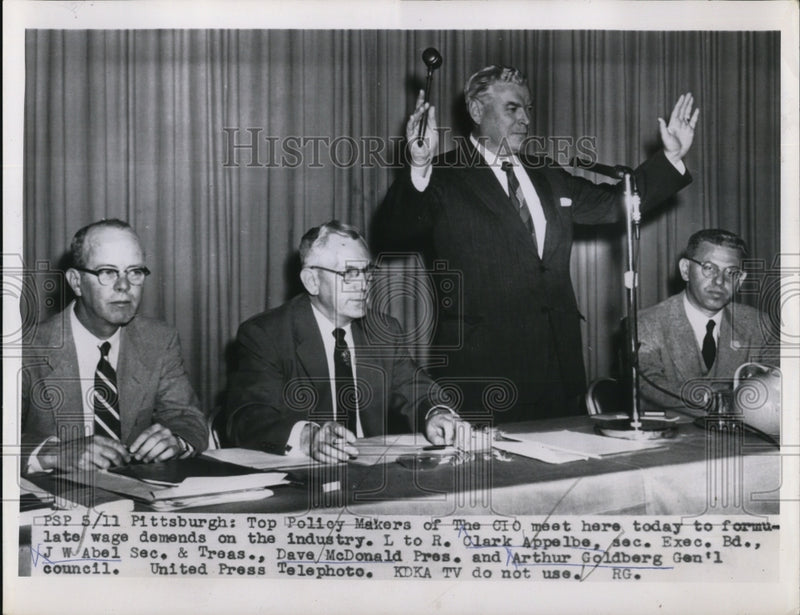 Load image into Gallery viewer, 1955 Press Photo Top policy makers of the CIO meet here today to formulate wage
