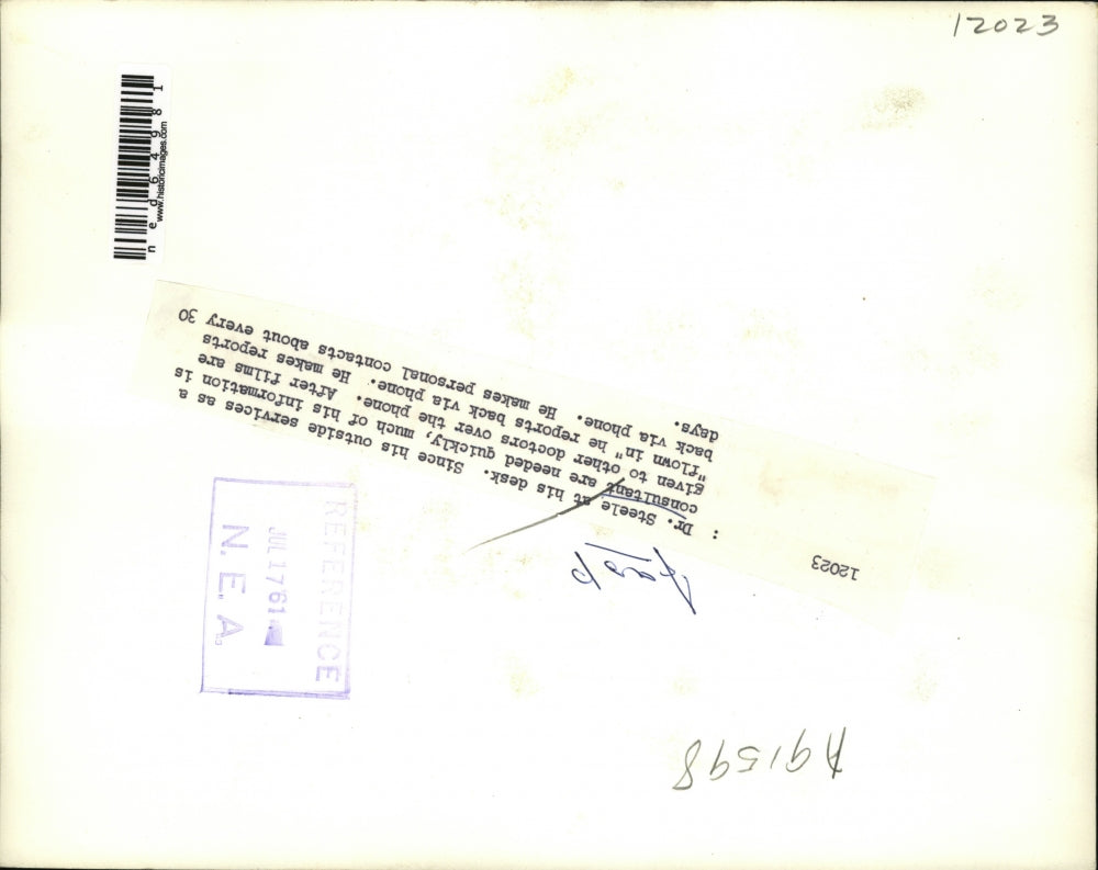 1961 Press Photo Dr. Joseph P. Steele on the Phone