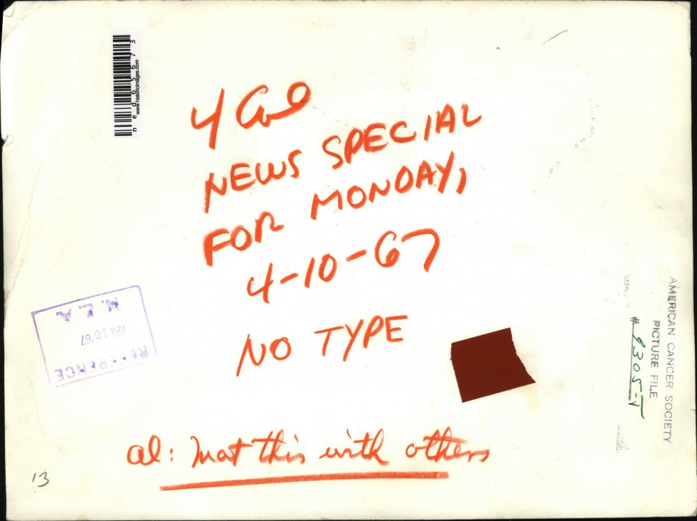 1967 Press Photo American Cancer Society's Warning to Smokers