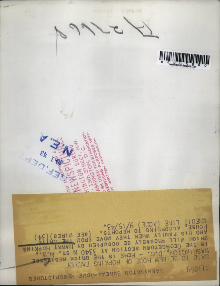 1943 Press Photo Washington DC here is residence in Georgetown that will