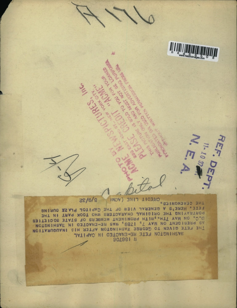 1932 Press Photo Wash DC fete to re-enact Washington inauguration