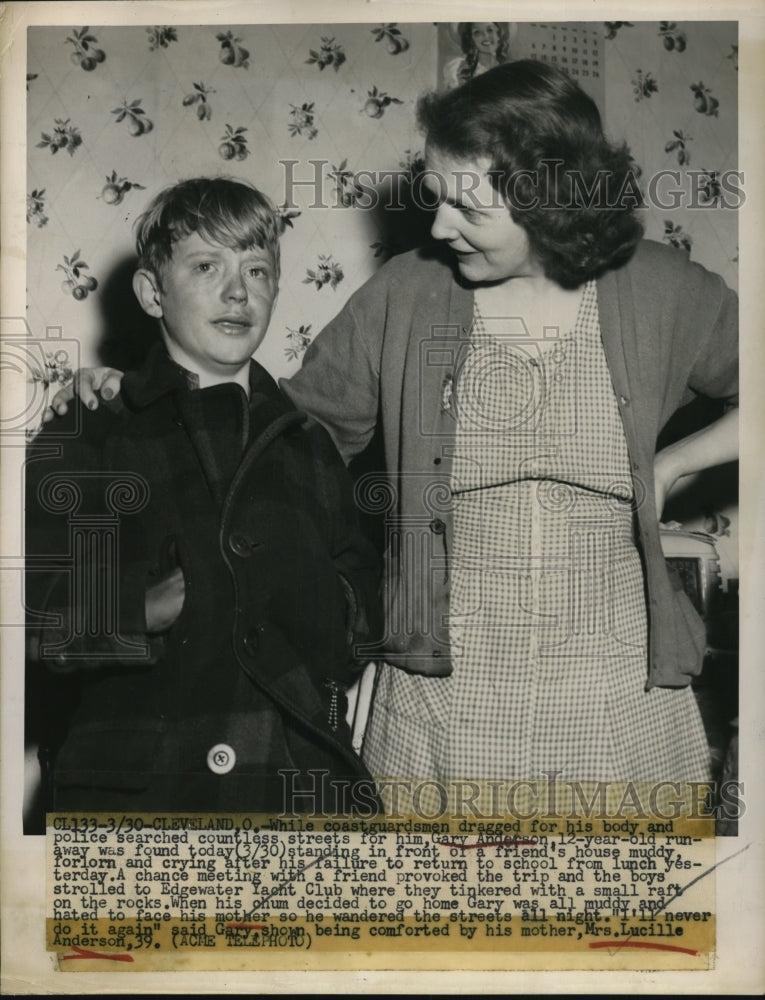 1949 Press Photo Gary Anderson, twelve year old runaway