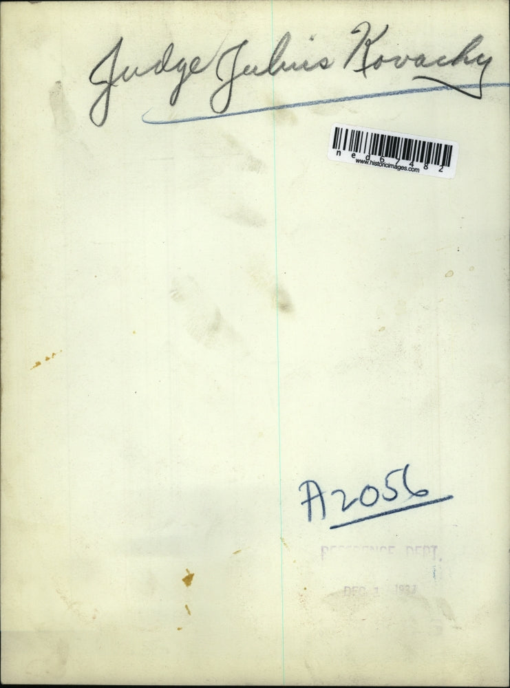 1933 Press Photo Judge Julius Kovachy