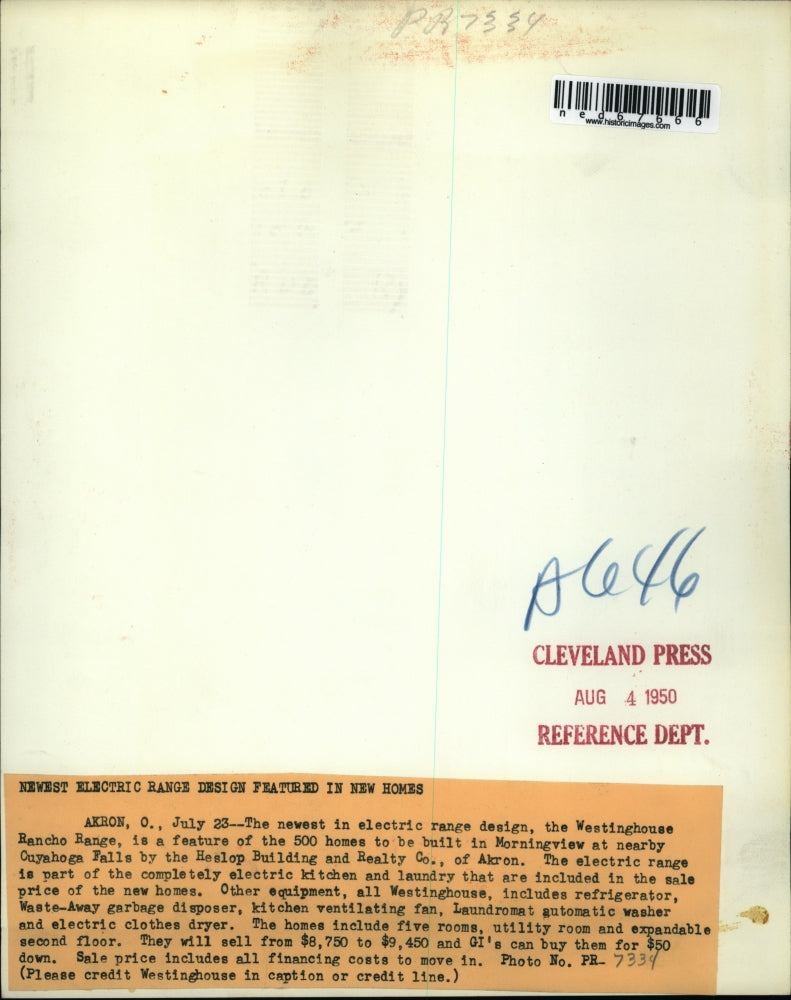 1950 Press Photo Akron The newest in electric range design the Westinghouse