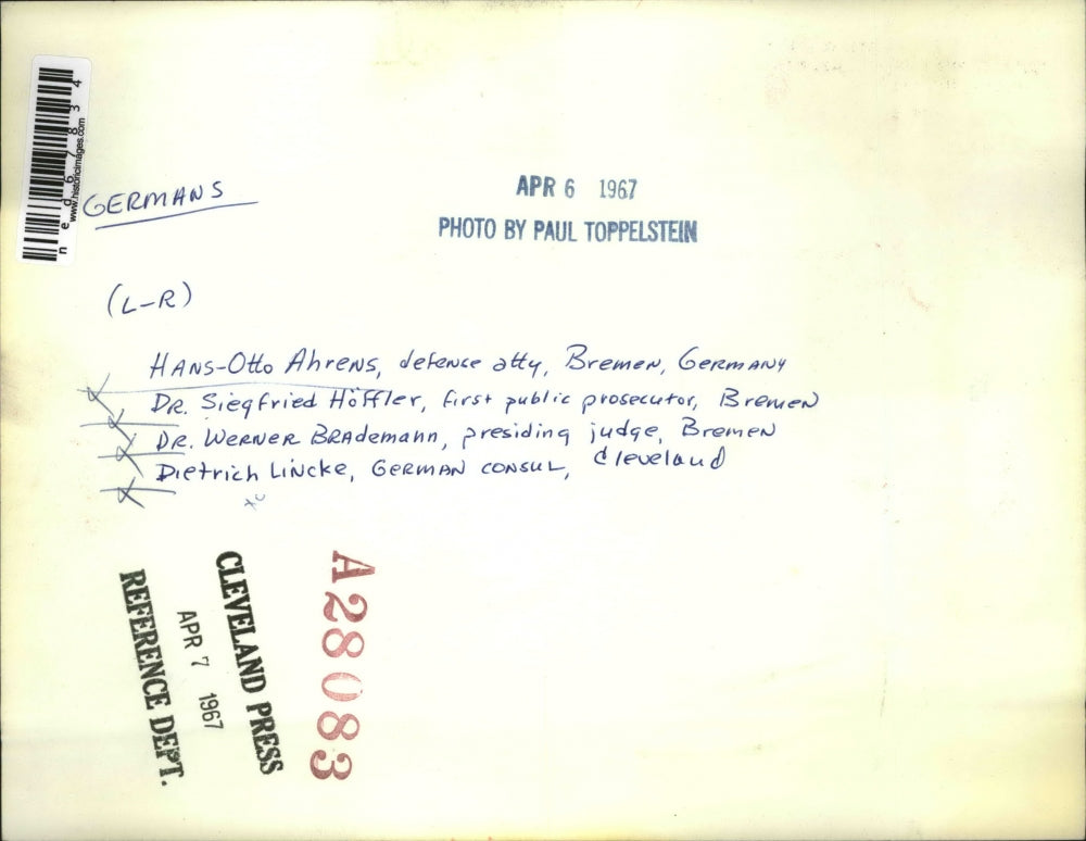 1967 Press Photo Hans-Otto Ahrens, Dr. S. Hoffler, Dr. W. Brademann, D. Lincke