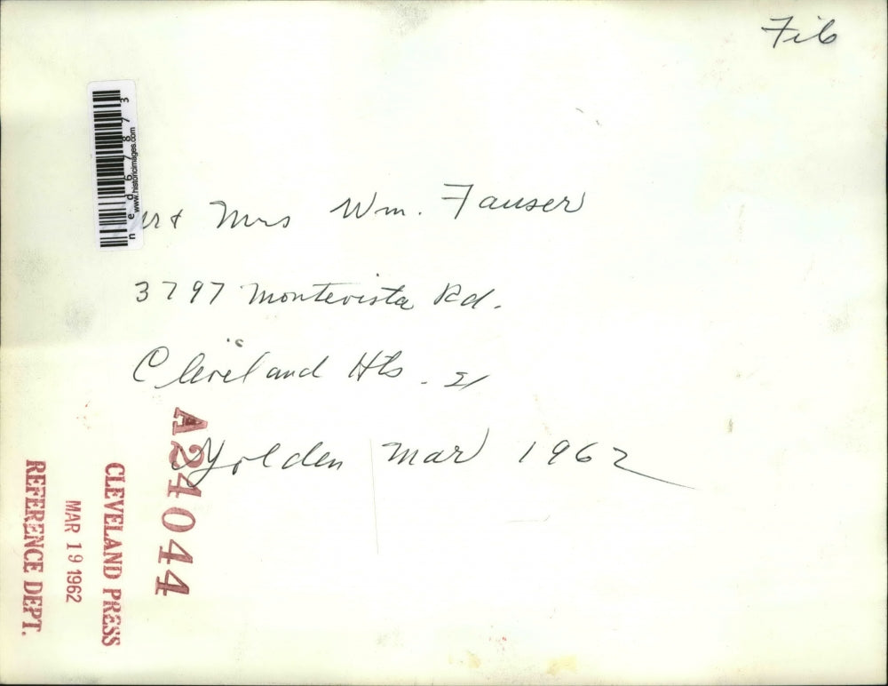 1962 Press Photo Mr Mrs William Fuser, Cleveland Heights Socialites