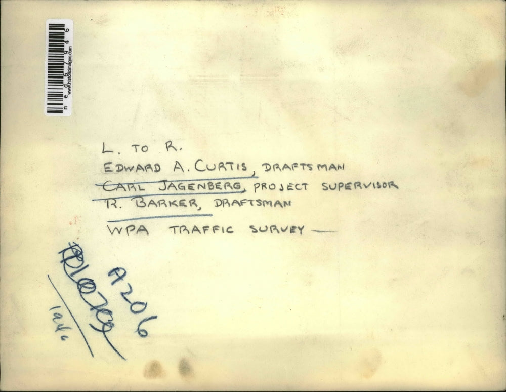 1940 Press Photo Edward Curtis, Carl Jagenberg, R Barker, WPA Traffic Survey Map