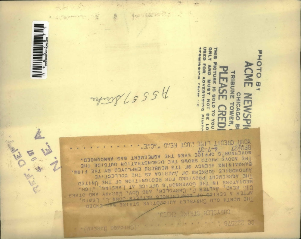 1937 Press Photo Chrysler Automotive Strike Walter P Governor's Office Lansing