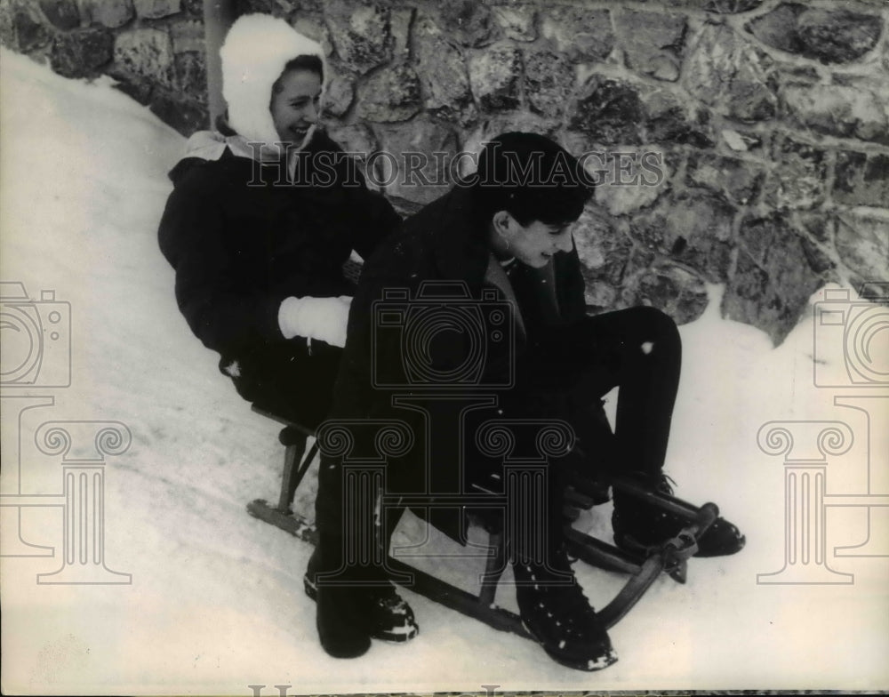 1966 Press Photo Princess Anne & Prince Charles during Holiday in Malbun