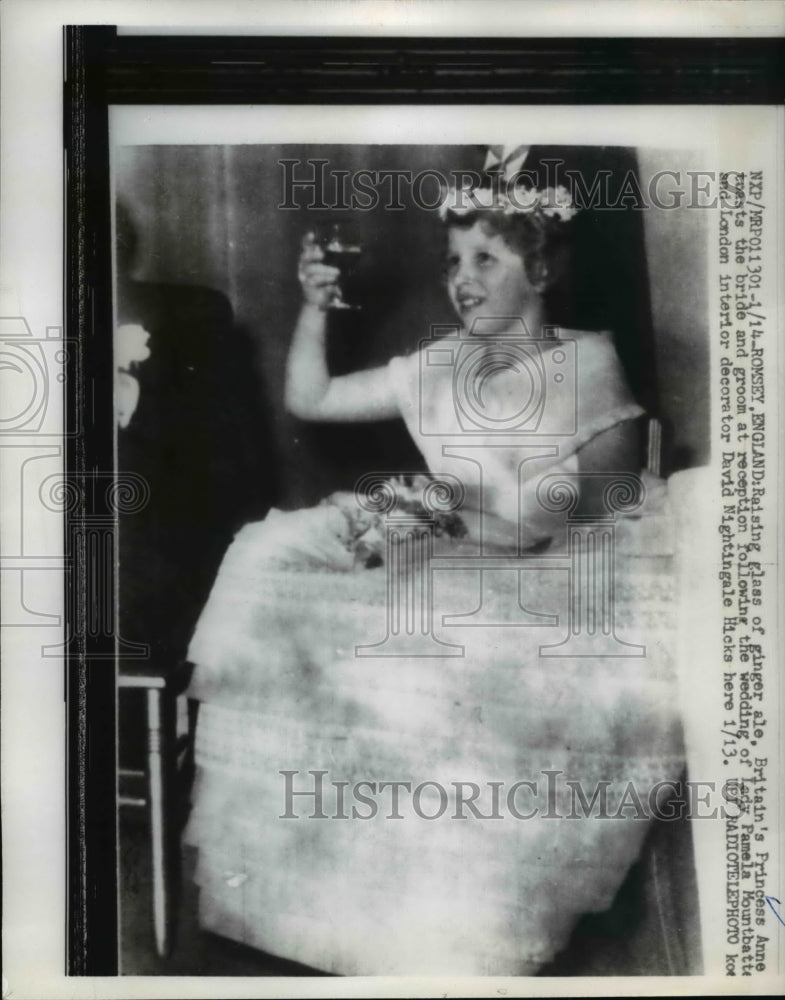 Load image into Gallery viewer, 1960 Press Photo Britain's Princess Anne, toasts the bride and grooms at
