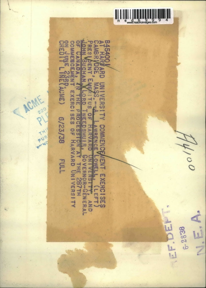 1938 Press Photo Lawrence Lowell and John Buchan