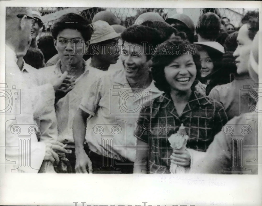 1963 Press Photo Father Henri Forest (L) picks up students living at his hostel- Historic Images