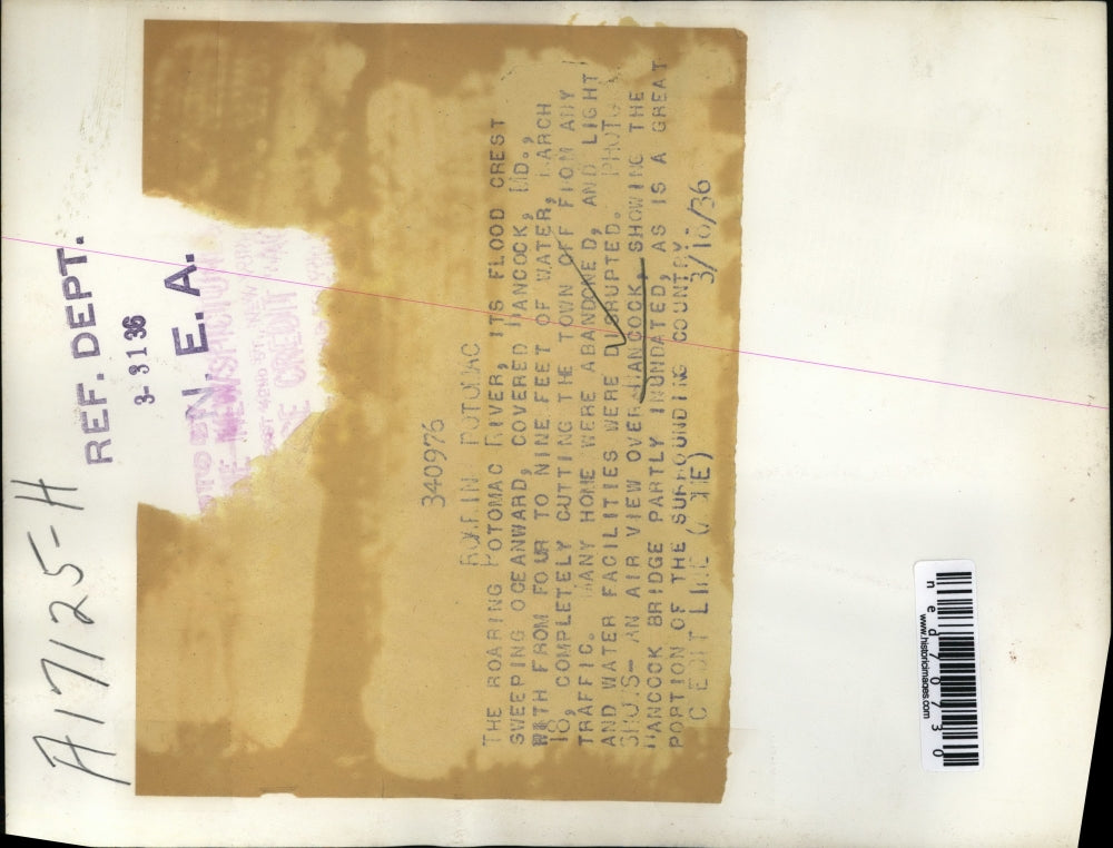 1936 Press Photo An aerial view over Hancock covered in flood waters