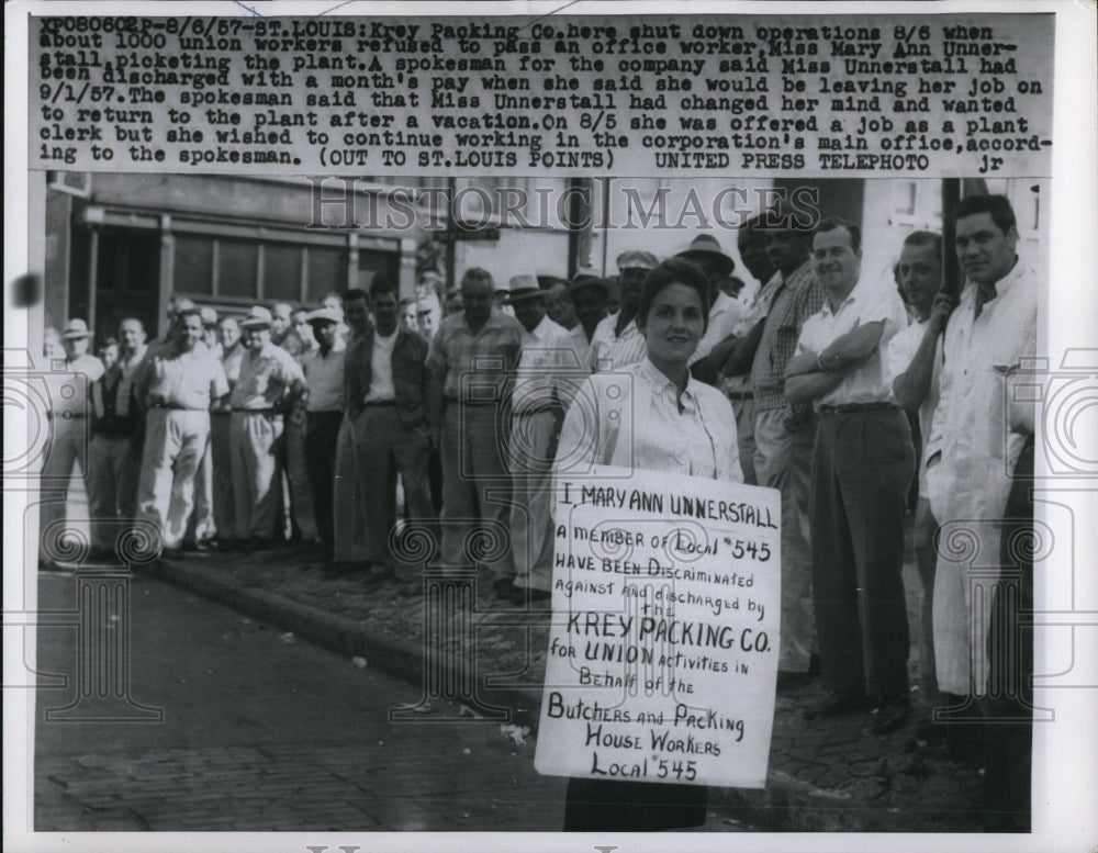 1957 Press Photo Krey Packing Corporation was shut down when the union workers