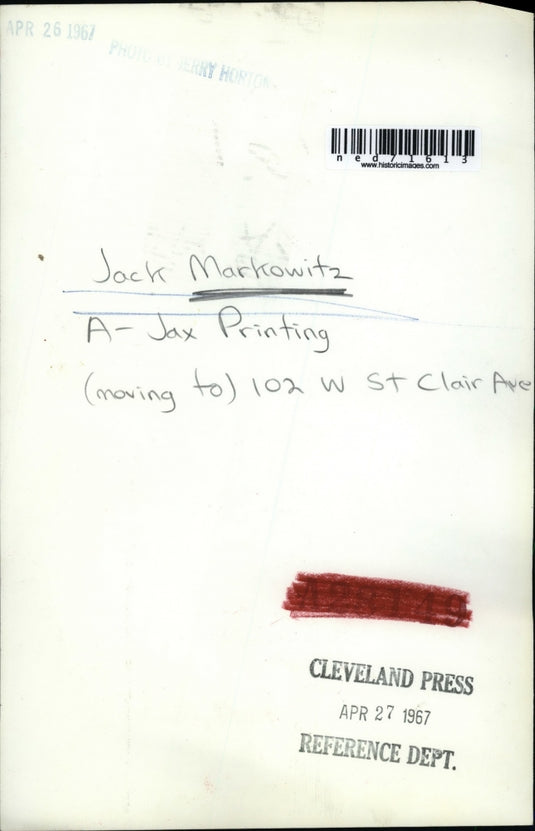 1967 Press Photo Jack MArkowitz A Jax printing in Cleveland