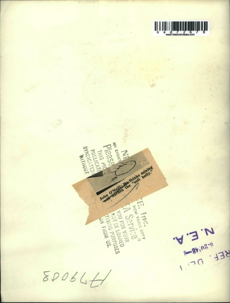 1948 Press Photo John O'Neill, President Silver Basin Yukon Mines, Canada