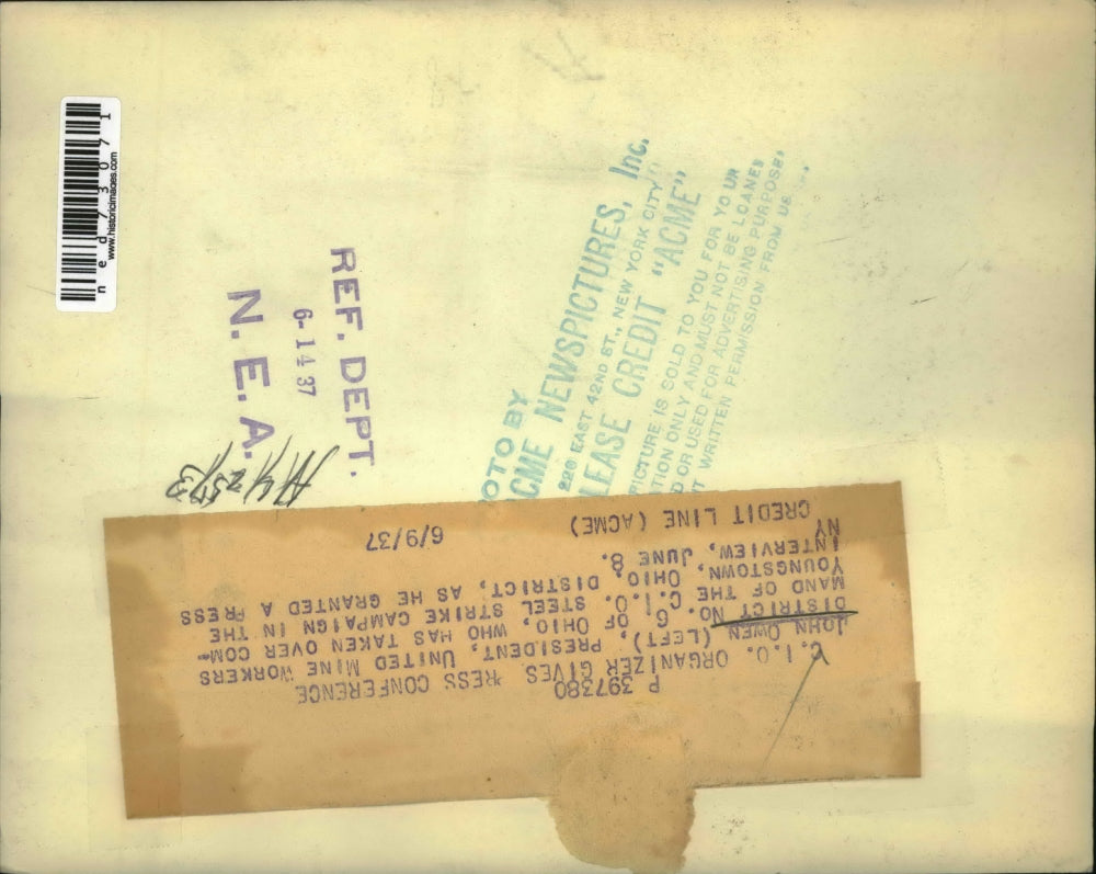 1937 Press Photo John Owen, President,United Mine Workers District No.6 of Ohio