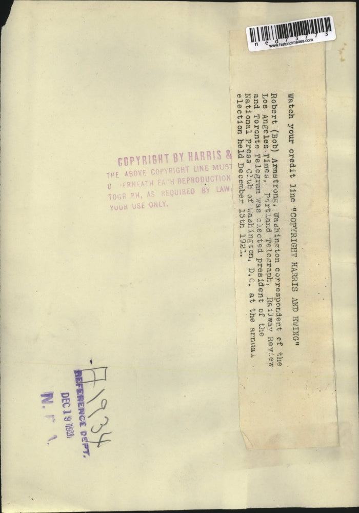 1921 Press Photo Robert Armstrong Washington Correspondent of Los Angeles Times