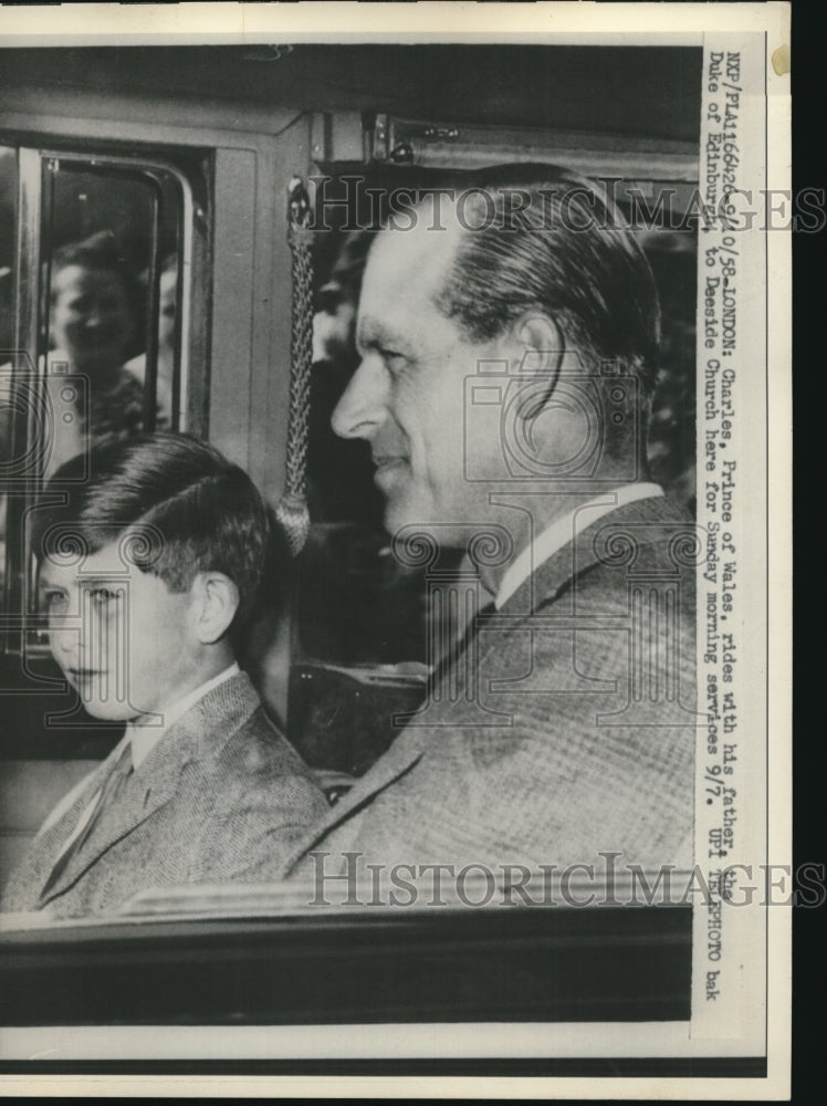 Load image into Gallery viewer, 1958 Press Photo London England Prince Charles Of Wales Duke Of Edinburgh Church

