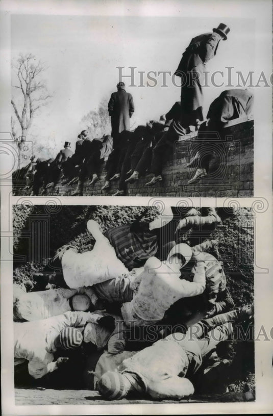 1951 Press Photo Eton College Wall Game Spectators, Players, St. Andrew's Day