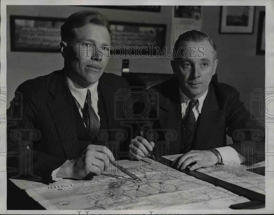 1935 Press Photo Aviators Gilbert E. Stoll, James C. Prosser of Cleveland Ohio- Historic Images