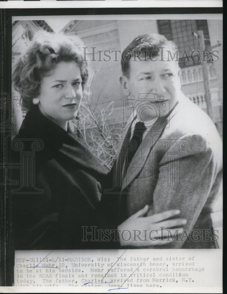 1960 Press Photo Father &amp; sister of Charlie Mohr, University of Wisconsin boxer- Historic Images