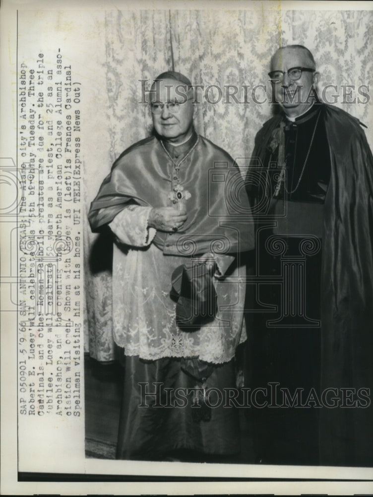 1966 Press Photo Archbishop Robert E Lucey Celebrate&#39;s 75th Birthday- Historic Images